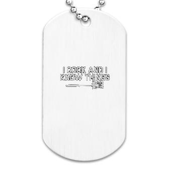 Chefs I Cook And I Know Things Dog Tag | Mazezy