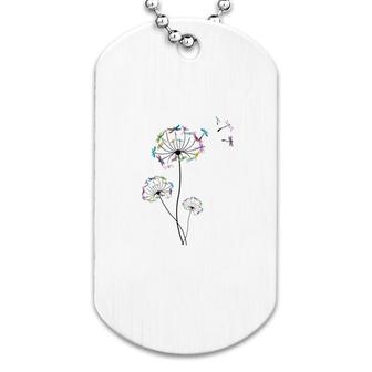 Colorful Dragonfly Dandelions Dog Tag | Mazezy