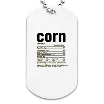 Corn Nutritional Facts Dog Tag | Mazezy