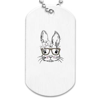 Cute Bunny Face Leopard Print Glasses Dog Tag | Mazezy
