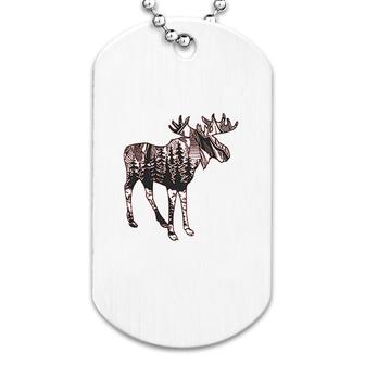 Cute Moose Printed Camping Dog Tag | Mazezy