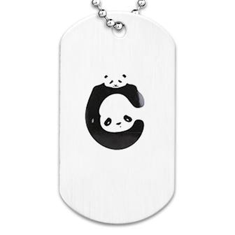 Cute Panda Alphabet Letter C Dog Tag | Mazezy
