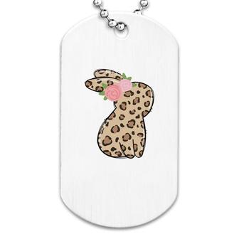 Easter Leopard Bunny With Flower Dog Tag | Mazezy