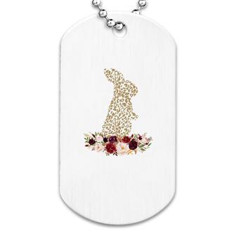 Easter Leopard Floral Bunny Funny Dog Tag | Mazezy