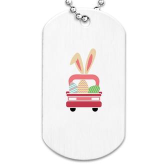 Easter Truck With Eggs Funny Dog Tag | Mazezy