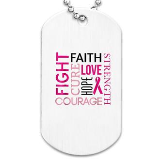 Fight Faith Love Hope Pink Ribbon Dog Tag | Mazezy