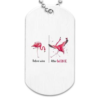 Flamingo Before And After Wine Dog Tag | Mazezy