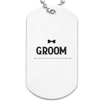 Groom Groomsman Grooms Crew Black Bow Dog Tag | Mazezy