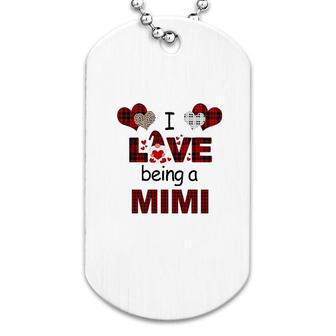 I Love Being A Mimi Plaid Heart Dog Tag | Mazezy AU