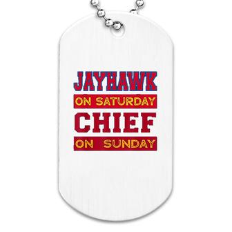 Jayhawk On Saturday Chief On Sunday Kansas City Souvenir Dog Tag | Mazezy
