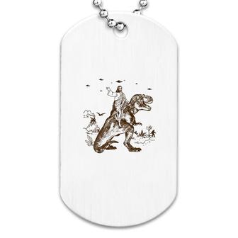 Jesus Riding Dinosaur Dog Tag | Mazezy