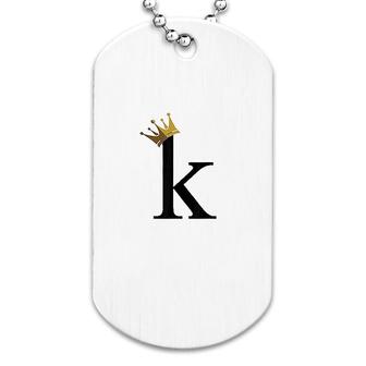 Letter K With Gold Crown Dog Tag | Mazezy