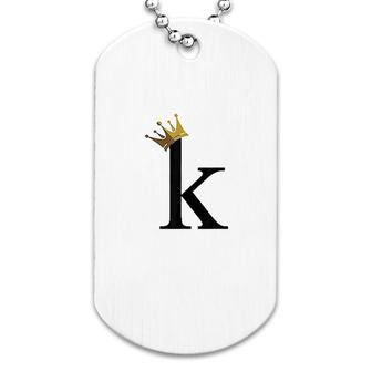 Letter K With Gold Crown Dog Tag | Mazezy