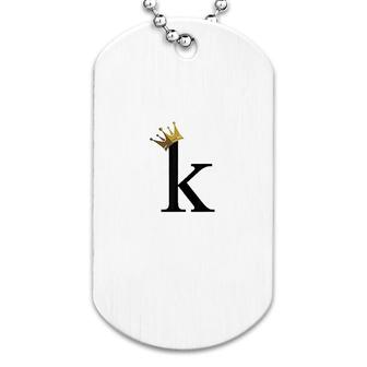 Letter K With Gold Crown Dog Tag | Mazezy