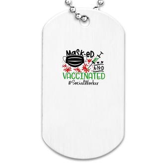 Masked And Vaccinated Social Worker Dog Tag | Mazezy