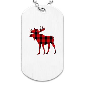 Moose Buffalo Red Plaid Gift Dog Tag | Mazezy