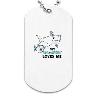 My Grammy Loves Me With Cute Sharks Baby Dog Tag | Mazezy
