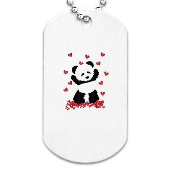 Panda With Hearts Valentines Day Dog Tag | Mazezy