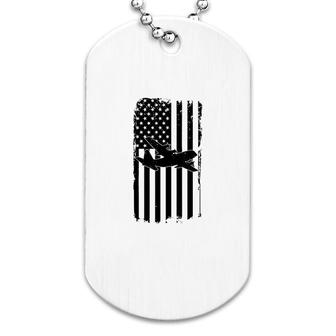 Pilot Airplane American Flag Dog Tag | Mazezy