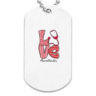 Pink Love Social Worker Dog Tag | Mazezy