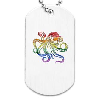 Rainbow Octopus Colorful Pride Dog Tag | Mazezy
