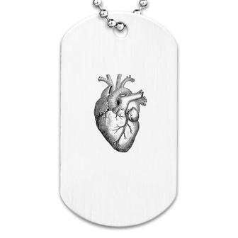 Real Anatomical Human Heart Drawing Dog Tag | Mazezy