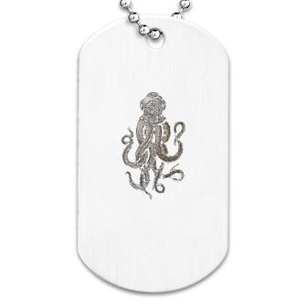 Retro Scuba Diver Octopus Design Dog Tag | Mazezy