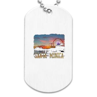Santa Monica Pier Sunset California Dog Tag | Mazezy