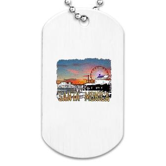 Santa Monica Pier Sunset California Dog Tag | Mazezy
