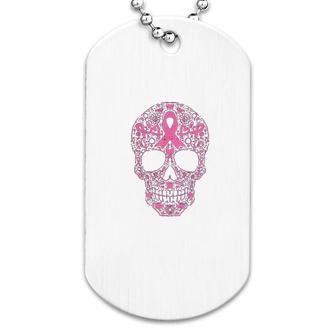 Skull Pink Ribbon Dog Tag | Mazezy