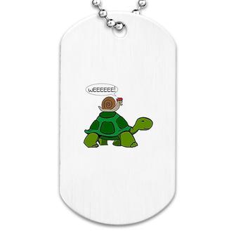 Snail On Turtle Dog Tag | Mazezy