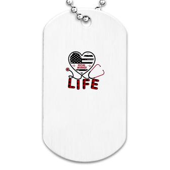 Social Worker Us Flag Heart Dog Tag | Mazezy