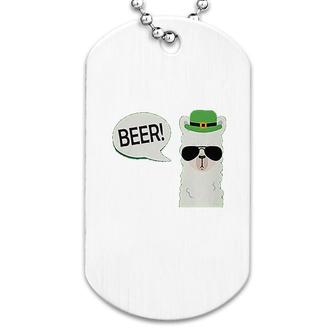 St Patricks Day Cool Llama Beer Dog Tag | Mazezy