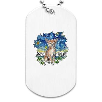 Tan Chihuahua Starry Night Dog Tag | Mazezy