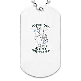 Unicorn Ate My Homework Dog Tag | Mazezy