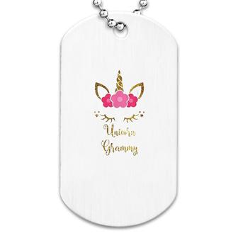 Unicorn Grammy Cute Floral Face Gift Dog Tag | Mazezy