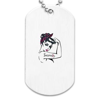 We Can Cure It Rosie Riveter Survivor Dog Tag | Mazezy