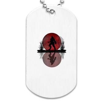 Wolf And Red Moon Dog Tag | Mazezy
