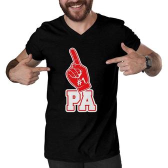 1 Pa - Number One Foam Finger Father Gift Tee Men V-Neck Tshirt | Mazezy
