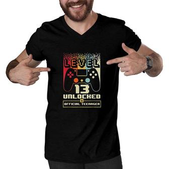 13th Birthday Gift Boys Level 13 Unlocked Official Teenager Men V-Neck Tshirt - Seseable