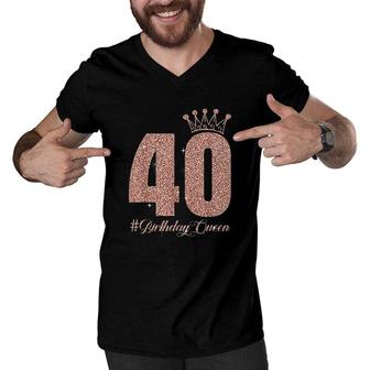 40 Years Old 40th Birthday For Women Queen 40 Fabulous Men V-Neck Tshirt - Seseable