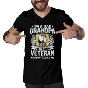 A Dad Grandpa And Vietnam Veteran Proud Retired Soldier Gift Men V-Neck Tshirt | Mazezy