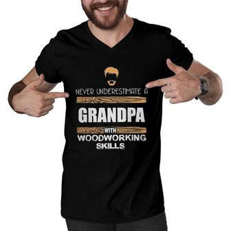 A Grandpa With Woodworking Skills Woodworking Men V-Neck Tshirt | Mazezy