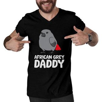 African Grey Daddy Bird African Grey Parrot Men V-Neck Tshirt | Mazezy