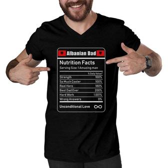 Albanian Dad Nutrition Facts Father's Men V-Neck Tshirt | Mazezy