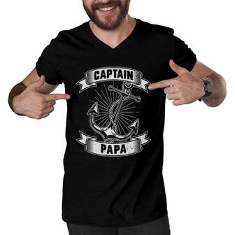 Anchor Papa Sailor Fathers Day Gift Sailing Men V-Neck Tshirt | Mazezy