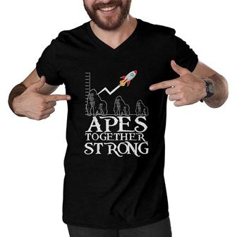 Apes Together Strong War Stock Strong Graphic Birthday Gift Men V-Neck Tshirt - Seseable