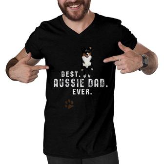 Australian Shepherd Best Aussie Dad Ever Men V-Neck Tshirt | Mazezy