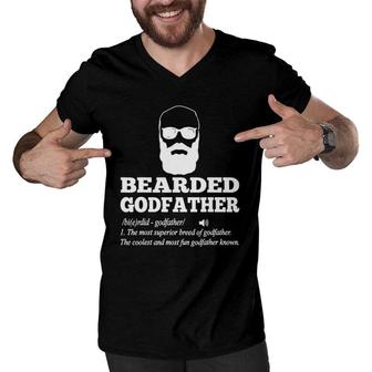 Bearded Godfather Definition Godfather Gift Men V-Neck Tshirt | Mazezy