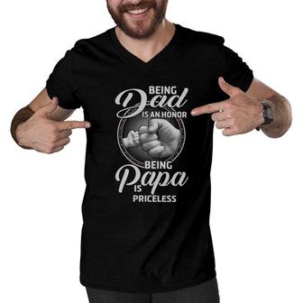 Being Dad In An Honor Being Papa Is Priceless Men V-Neck Tshirt | Mazezy